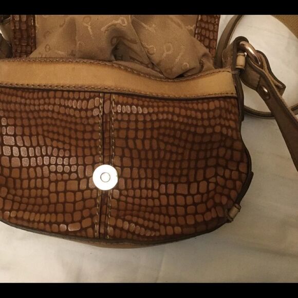 Fossil Crossbody Bag Brown Crocodile Embossed - Picture 9 of 9
